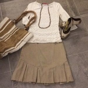 BOGO Pleated khaki tweed pencil skirt